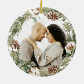 Unsere ersten Weihnachten als Joy Wreath Foto Keramik Ornament (Hinten)
