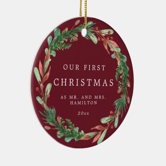 Unsere ersten Weihnachten als Keramik von Herrn Wr Keramik Ornament (Rechts)