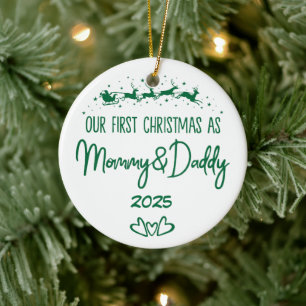 Unsere ersten Weihnachten als Mama und Papa Keramik Ornament