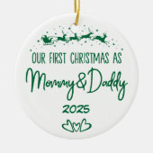 Unsere ersten Weihnachten als Mama und Papa Keramik Ornament (Vorne)