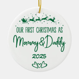 Unsere ersten Weihnachten als Mama und Papa Keramik Ornament