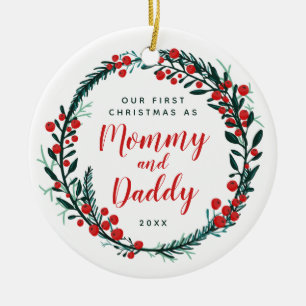 Unsere ersten Weihnachten als Mama und Papa Weihna Keramik Ornament