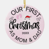 Unsere ersten Weihnachten als Mama und Vater Baby  Keramik Ornament (Vorne)