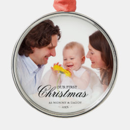 Unsere ersten Weihnachten als Mama und Vater Baby  Ornament Aus Metall