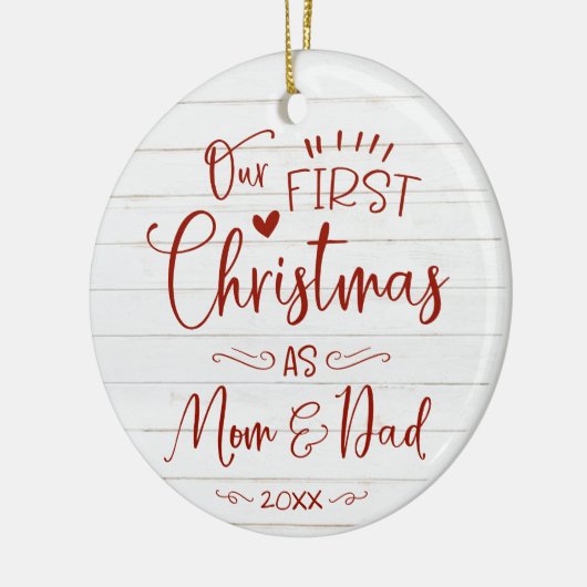 Unsere ersten Weihnachten als Mama und Vater Bauer Keramik Ornament (Links)