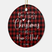 Unsere ersten Weihnachten als Mama und Vater Bauer Keramik Ornament (Links)