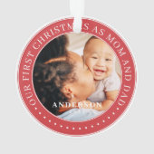 Unsere ersten Weihnachten als Mama und Vater einfa Ornament (Rückseite)