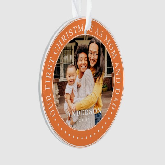 Unsere ersten Weihnachten als Mama und Vater einfa Ornament (Vorderseite)