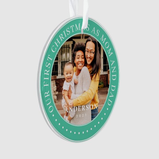 Unsere ersten Weihnachten als Mama und Vater einfa Ornament (Vorderseite)