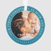 Unsere ersten Weihnachten als Mama und Vater einfa Ornament (Rückseite)