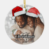 Unsere ersten Weihnachten als Mama und Vater Foto Keramik Ornament (Vorne)