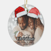 Unsere ersten Weihnachten als Mama und Vater Foto Keramik Ornament (Links)