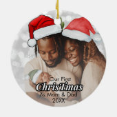 Unsere ersten Weihnachten als Mama und Vater Foto Keramik Ornament (Hinten)