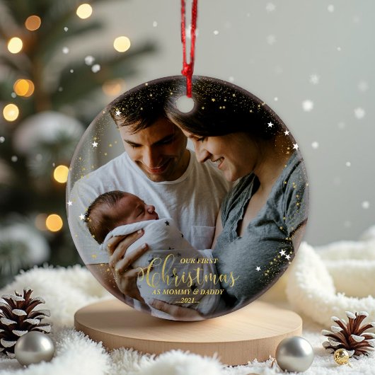 Unsere ersten Weihnachten als Mama und Vater Gilde Ornament