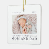 Unsere ersten Weihnachten als Mama und Vater Moder Keramikornament (Links)
