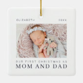 Unsere ersten Weihnachten als Mama und Vater Moder Keramikornament (Rückseite)