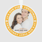 Unsere ersten Weihnachten als Mama und Vater Moder Ornament (Rückseite)