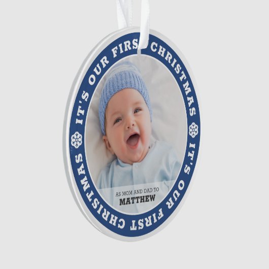 Unsere ersten Weihnachten als Mama und Vater Moder Ornament (Vorderseite)