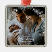 Unsere ersten Weihnachten als Mama und Vater Snowf Ornament Aus Metall (Vorne)