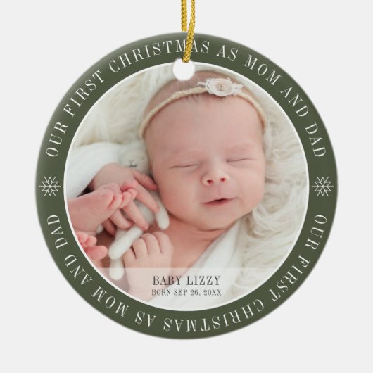 Unsere ersten Weihnachten als Mama & Vater Moderne Keramik Ornament (Vorne)