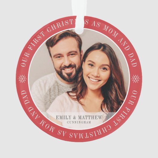 Unsere ersten Weihnachten als Mama & Vater Moderne Ornament (Rückseite)