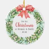 Unsere ersten Weihnachten als Mommy Daddy Foto Url Keramik Ornament (Hinten)