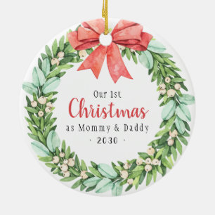 Unsere ersten Weihnachten als Mommy Daddy Foto Url Keramik Ornament