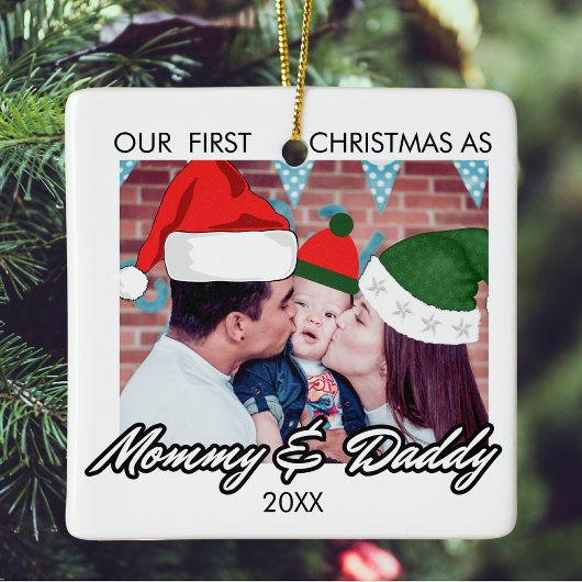 Unsere ersten Weihnachten als Mommy und Daddy Baby Keramikornament