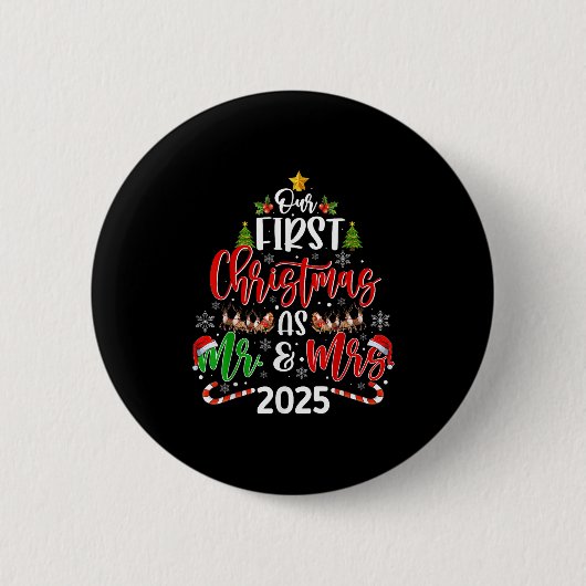 Unsere ersten Weihnachten als Mr. & Mrs. 2025 Button (Vorderseite)