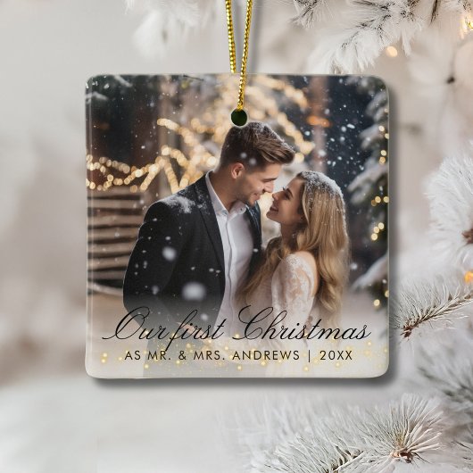 Unsere ersten Weihnachten als Mr. & Mrs. 2 Foto Keramikornament