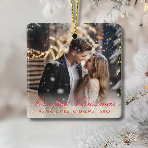 Unsere ersten Weihnachten als Mr. & Mrs. 2 Foto Keramikornament