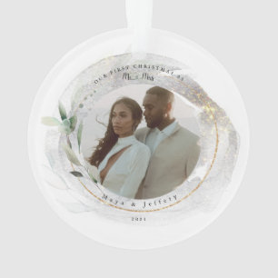 Unsere ersten Weihnachten als Mr. & Mrs. 2 Foto Or Ornament