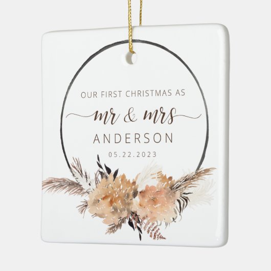 Unsere ersten Weihnachten als Mr. & Mrs. Boho Terr Keramikornament (Links)