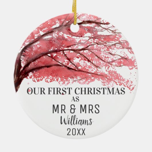 Unsere ersten Weihnachten als MR & MRS Cherry Blos Keramik Ornament (Hinten)