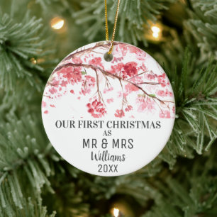 Unsere ersten Weihnachten als MR & MRS Cherry Blos Keramik Ornament