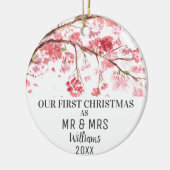 Unsere ersten Weihnachten als MR & MRS Cherry Blos Keramik Ornament (Links)