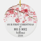 Unsere ersten Weihnachten als MR & MRS Cherry Blos Keramik Ornament (Hinten)