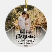 Unsere ersten Weihnachten als Mr. & Mrs. Custom 2 Keramik Ornament (Vorne)
