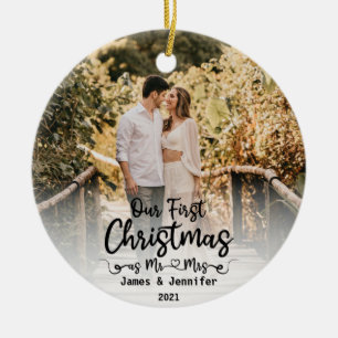 Unsere ersten Weihnachten als Mr. & Mrs. Custom 2 Keramik Ornament