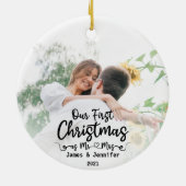 Unsere ersten Weihnachten als Mr. & Mrs. Custom 2 Keramik Ornament (Hinten)