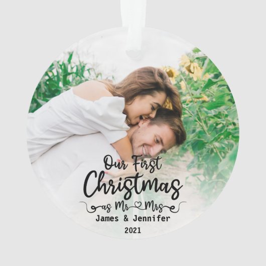 Unsere ersten Weihnachten als Mr. & Mrs. Custom 2 Ornament (Rückseite)