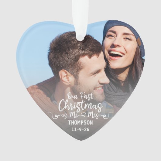 Unsere ersten Weihnachten als Mr. & Mrs. Custom 2 Ornament (Vorderseite)