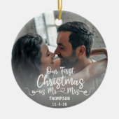Unsere ersten Weihnachten als Mr. & Mrs. Custom Fo Keramik Ornament (Vorne)