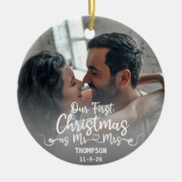 Unsere ersten Weihnachten als Mr. & Mrs. Custom Fo Keramik Ornament