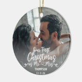 Unsere ersten Weihnachten als Mr. & Mrs. Custom Fo Keramik Ornament (Links)