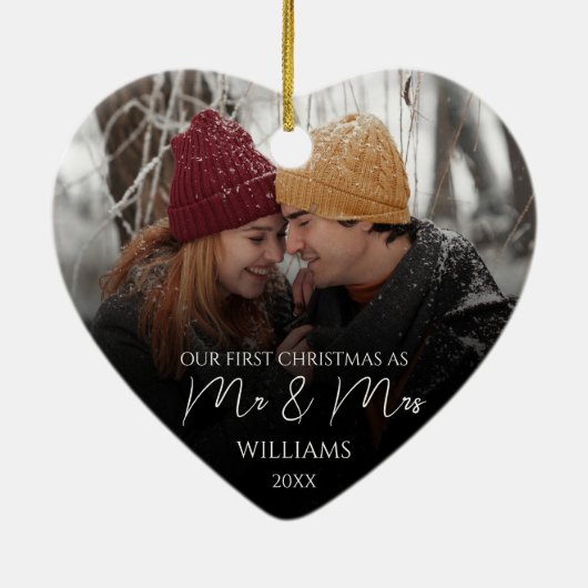 Unsere ersten Weihnachten als Mr. & Mrs. Elegant F Keramik Ornament (Hinten)