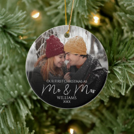 Unsere ersten Weihnachten als Mr. & Mrs. Elegant F Keramik Ornament