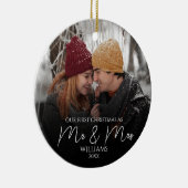 Unsere ersten Weihnachten als Mr. & Mrs. Elegant F Keramik Ornament (Rechts)