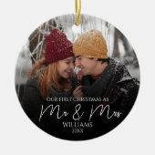 Unsere ersten Weihnachten als Mr. & Mrs. Elegant F Keramik Ornament (Vorne)
