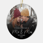 Unsere ersten Weihnachten als Mr. & Mrs. Elegant F Keramik Ornament (Links)